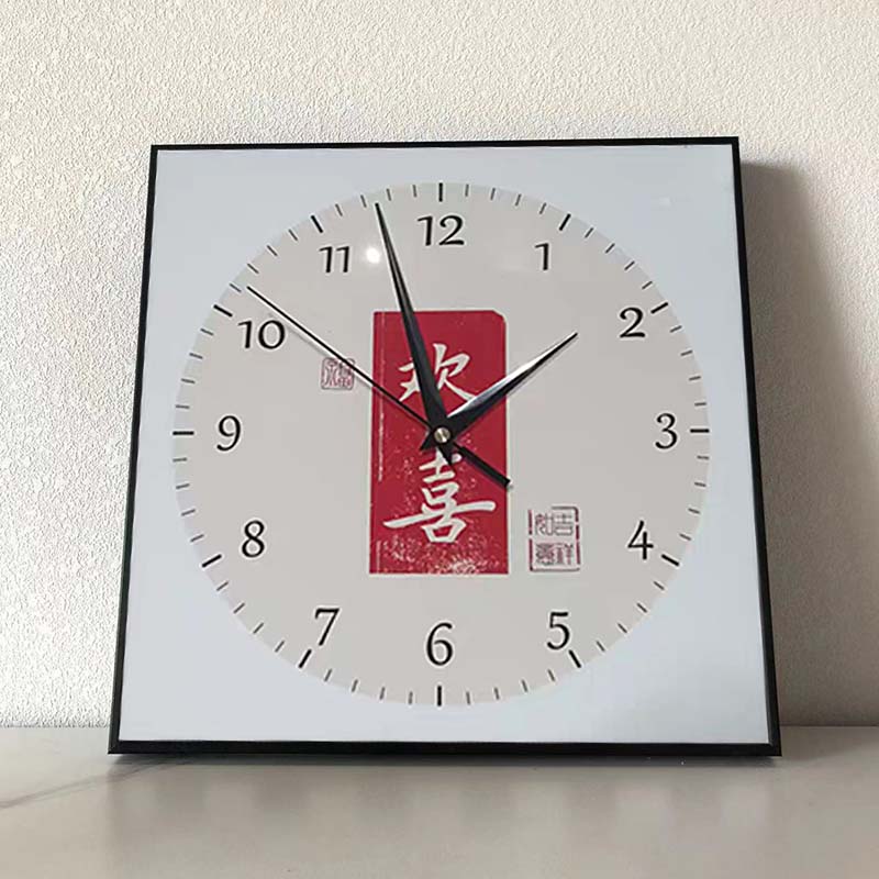 New Chinese timepiece hanging bell household living room minimalist fashion china wind square Nordic atmosphere hanging wall light lavish clock-Taobao