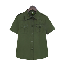2024 new camouflage work clothes for women military green shirts short-sleeved shirts slim and handsome slim-fitting tops for women