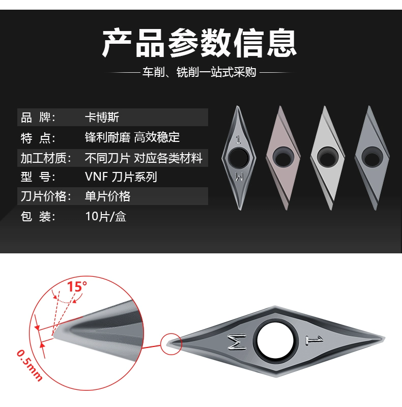 CNC mặt cuối xe rãnh mặt sau quét lưỡi quét mặt phẳng đào VNF1102RVDMC mặt sau xe xuyên qua lỗ trung tâm mũi cắt cnc dao tiện gỗ cnc