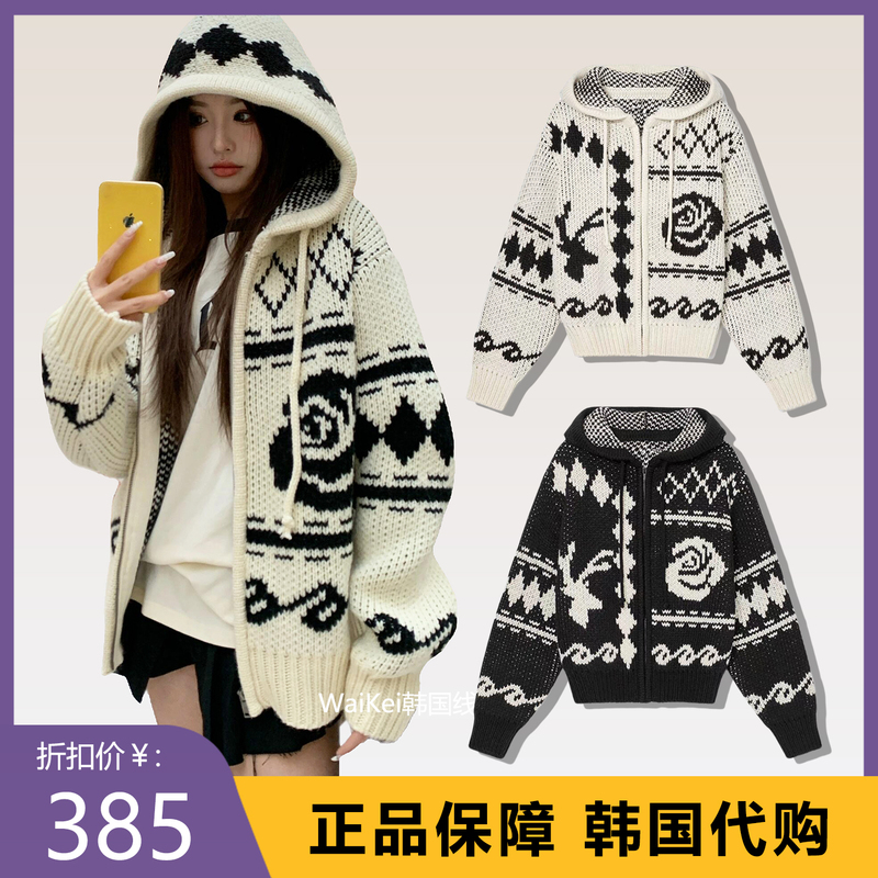 Korean Trendy Brand Open Yy Knitted Cardigan Jacket Women's Sweater Autumn and Winter New Style Lee Ji-Min Same Style Top