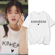 Accidentally picked up love Zhao Lu Si Gu peace of mind with the same English printed T-shirt Korean version of the simple short-sleeved top female