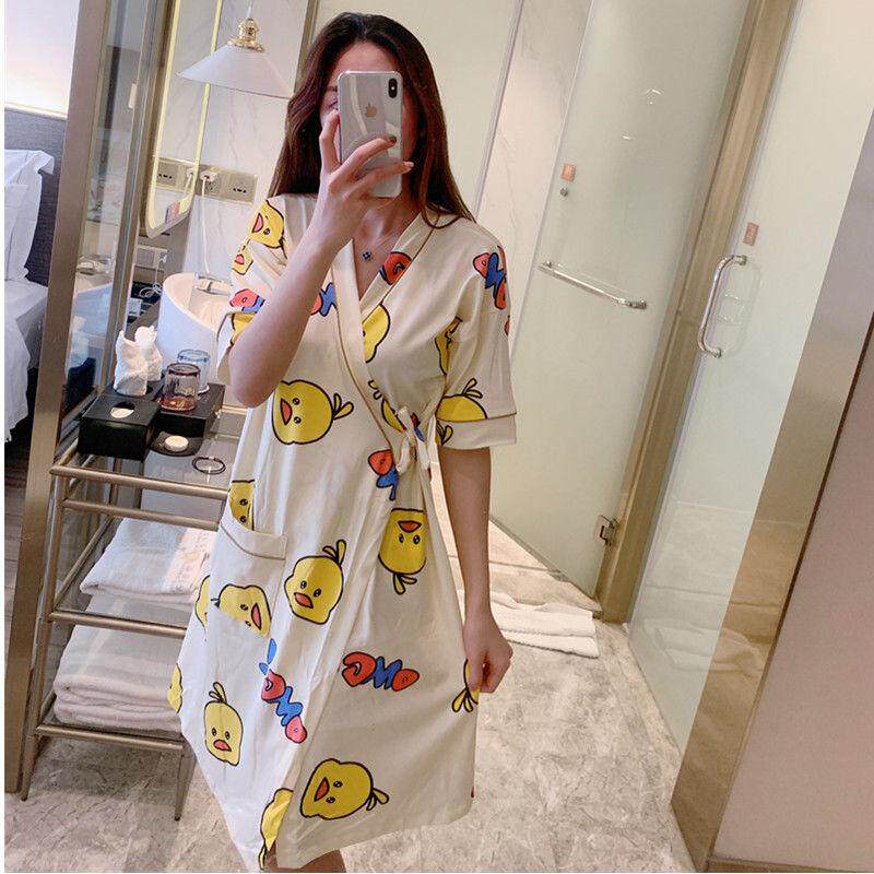 Japanese-style kimono nightgown female Korean version nightdress girl summer sweet and cute home service short-sleeved slim-fit pajamas summer