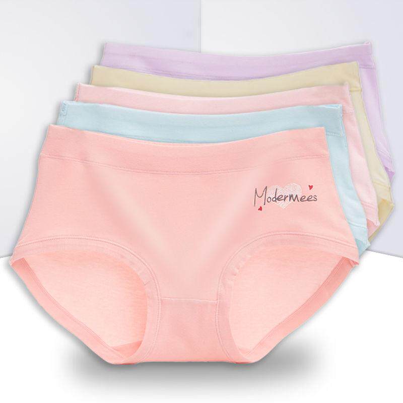 4 pack girls underwear women cotton mid-waist printing simple small fresh fashion color large size briefs 2022 new