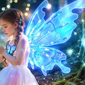 Children's Electric Light-Up Butterfly Wings Back Decoration Fluorescent Toy for Girls 2025 New Model Girls' Birthday Gift Fairy