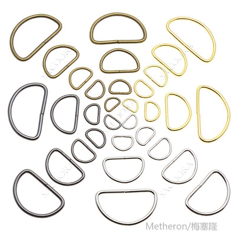 10pcs pack Nickel Plated D ring Semi ring Ribbon clasp Knaps