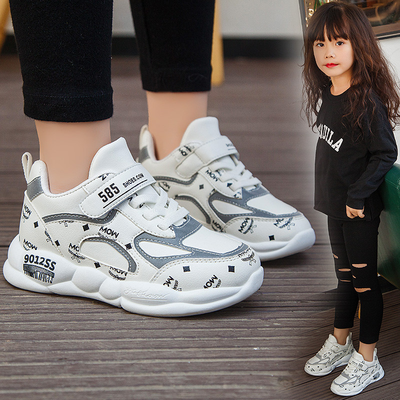 Biding Cat 2022 Spring Girl Leather Face Anti-Slip Outdoor Sneakers Comfort Casual Air Cushion Boy Shoes Big Child Girl