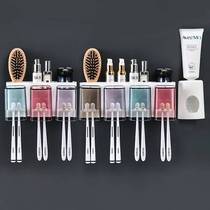 Toothbrush frame without punching wall mount toilet tooth cup shelf brush toothwash cup household hanging suit