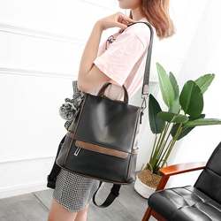Backpack Women's 2018 New arrival Minimalist Soft Leather K-style Versatile Trendy Fashion Casual Travel Shoulder Large Capacity Backpack
