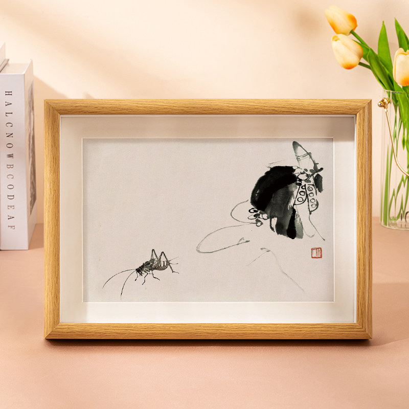 齐白石荔枝水墨挂画国画装饰画客厅用新中式风格寿桃葫芦挂画-Taobao-Tmall