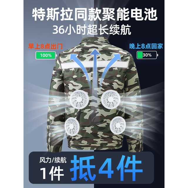 Jinweiduo Summer Cooling Air-Conditioned Clothing for Men with Fan, Rechargeable Cooling Outdoor Heat Protection Workwear for Construction Sites