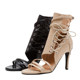 Champagne jazz dance nude strap high heels apricot dance shoes jazz dance sandals heels ເກີບເຕັ້ນ