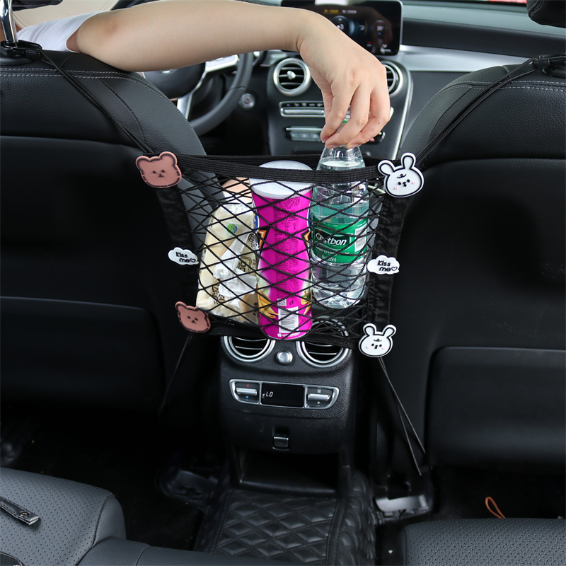Seat storage net pocket middle block net car storage bag car isolation front and rear elastic net car interior