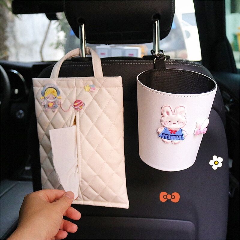 Car trash can storage car storage bucket front and rear car garbage bags car hanging net red cute
