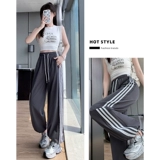 蕾丝舞 Быстросохнущие тонкие штаны для отдыха, высокая талия, свободный прямой крой