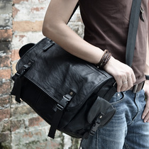 2022 new trendy cowhide horizontal backpack simple messenger bag mens bag shoulder bag mens leather casual Messenger bag