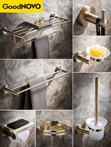 Punch-free golden towel rack 304 stainless steel towel rack bathroom hardware pendant set toilet rack