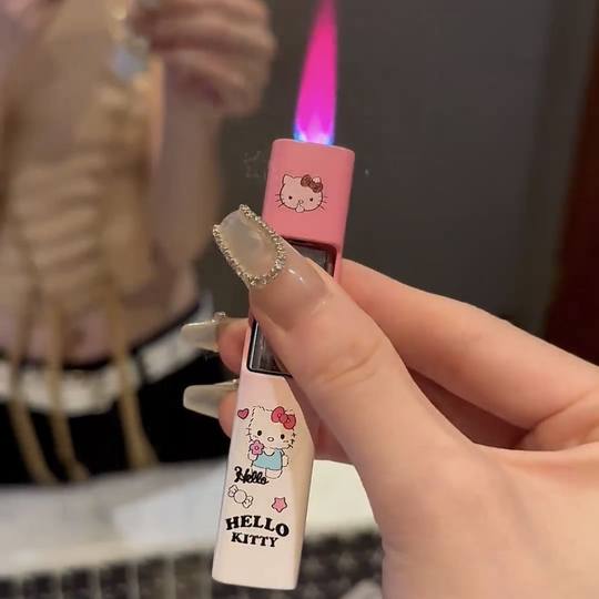 KT凯蒂猫打火机三丽鸥渐变色网红充气男友礼物女士可爱打火机礼物