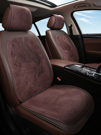 高端翻毛皮汽车坐垫四季通用半包座椅垫冬季透气麂皮马鞍座垫轻奢