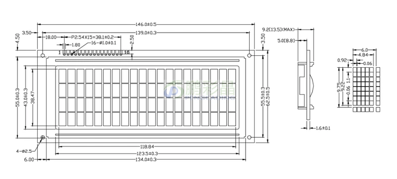 LCD mô-đun hiển thị LCD ký tự lớn, hình dạng 146X62.5MM mô-đun ký tự 20X4 2004C