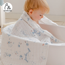 MAMINE baby gauze bath towels pure cotton baby newborn baby bath towels with cap cloak bathing bag by summer