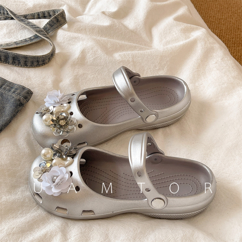 French Uamtor Pearl Flower Ballet Clogs for Women 2026 Summer Outdoor Non-Slip Thick-Soled Mary Jane Sandals French Uamtor Pearl Flower Ballet Clogs for Women 2026 Summer Outdoor Non-Slip Thick-Soled Mary Jane Sandals