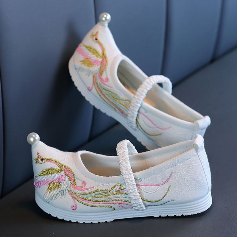 Hanfu shoes girls summer soft bottom ancient style super fairy beef tendon non-slip handmade embroidery spring warped head original pearl dance