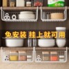 Kitchen rack under cabinet door hanging seasoning storage artifact no punching layered storage shelf hanging blue