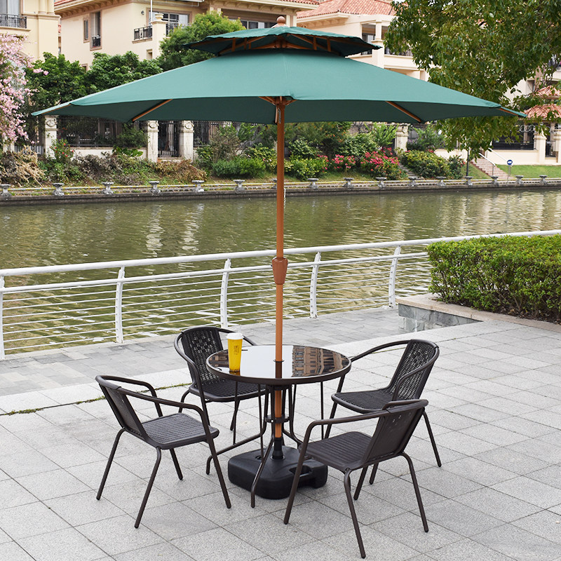 Outdoor Table And Chairs With Umbrella Outdoor Patio Casual Iron Art Open-air Great Beach Umbrella Cafe Milk Tea Shop Outside Swing Combination