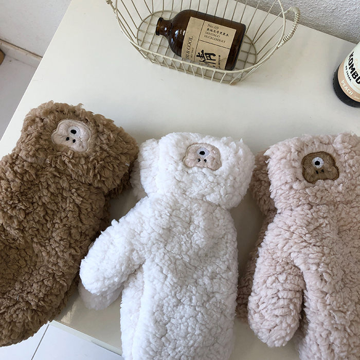 Plush Cute Little Bear Warm for Women's Winter Outdoor Cold Protection Double Layer Thickened Gloves_voghion.com