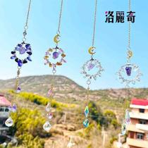 Light and shadow crystal car decoration hanging wind chime pendant metal gravel pendant European balcony window rainbow light catcher