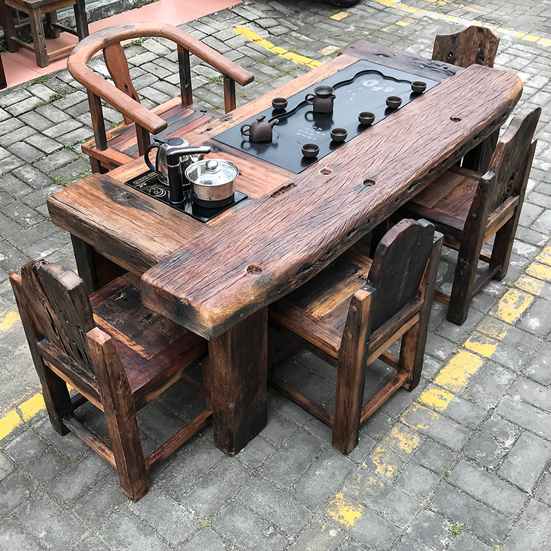 Purple Old Boat Tea Table and Chair Combination Household Living Office Drink Tea Table Solikung Kunfu Tea Table