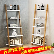 Solid wood bedroom living room shelf floor against wall shelf multi-layer wall flower shelf trapezoidal bookshelf storage rack corner shelf