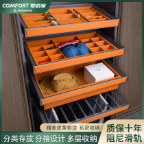 Wardrobe pull-basket drawer-type layered latticed drawing cloakroom built-in containing hardware push-pull telescopic trouser rack first decorated box