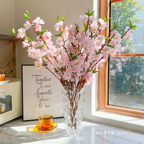 Peach Blossom Branches Simulation Flowers Living Room Fake Flowers Peach Blossom Branches Table Decoration Flowers Furnishing Dry Flowers Upscale Tabletop Pendulum Flowers