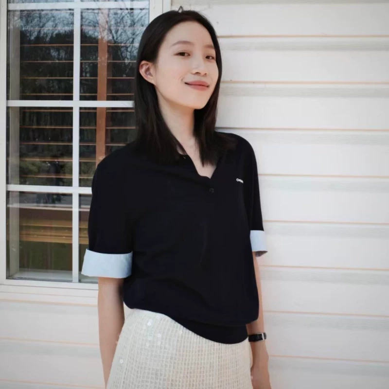 Authentic Mo2026 Summer New Product with Detachable Cuffs, Acetate Cotton Casual Lapel, Color-Blocked Short Sleeves Mbf2Swt036