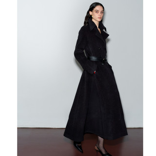 LYNEE【女主角】韩系千金风赫本A字裙摆收腰黑色苏力羊驼毛大衣