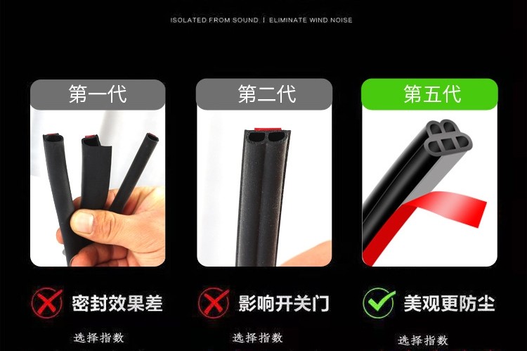 Car Door Seal Strip Soundproof Strip for Small Cars Waterproof Adhesive Strip Sedan Dustproof Silent Door Gap Universal Double-Layer Door Strip