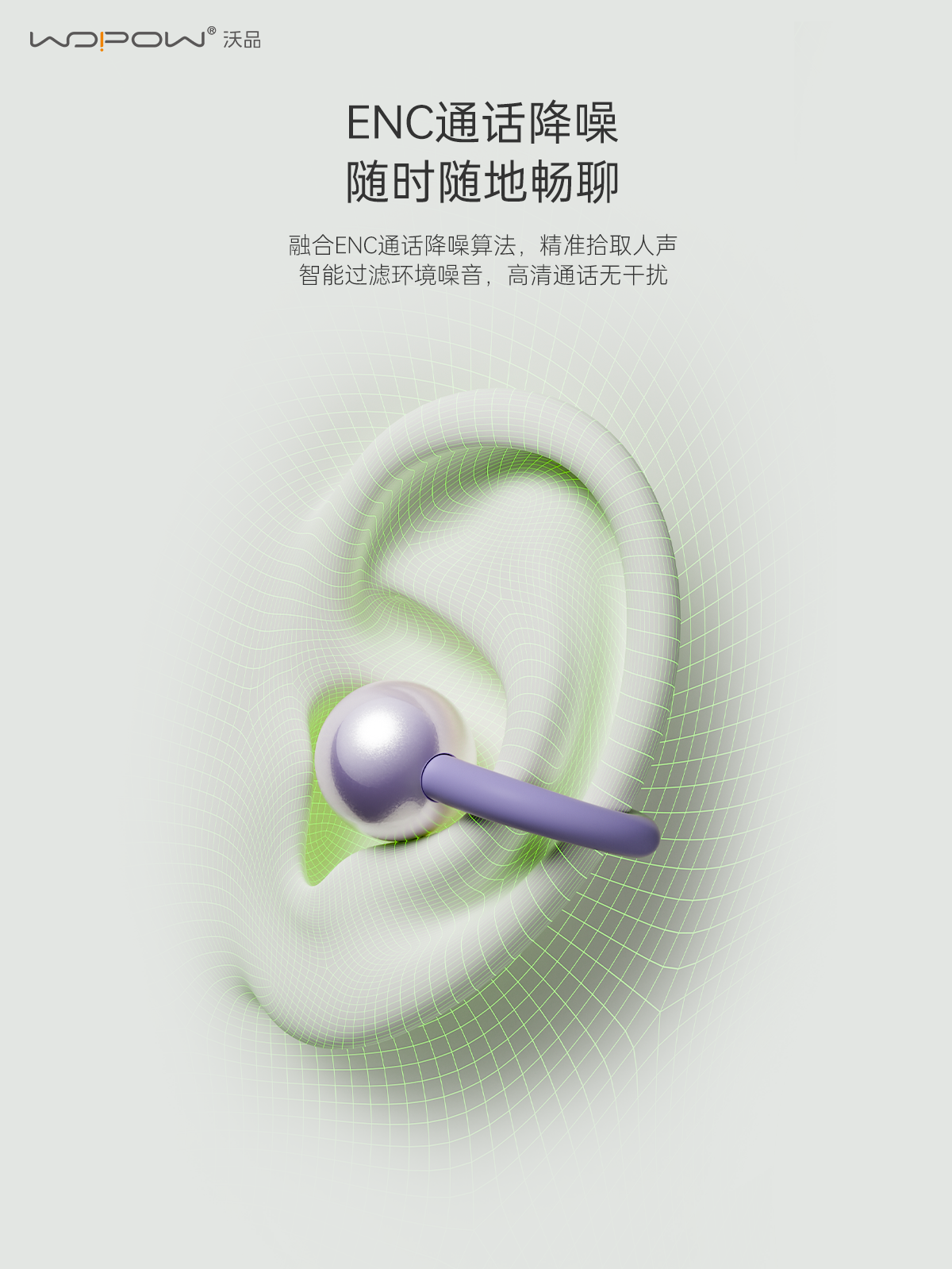 Wopin 6.0 Wireless Bluetooth Earphones, Over-Ear Type, Suitable for Apple and Huawei, Open-Ear Clip, Sports, Call Noise Reduction
