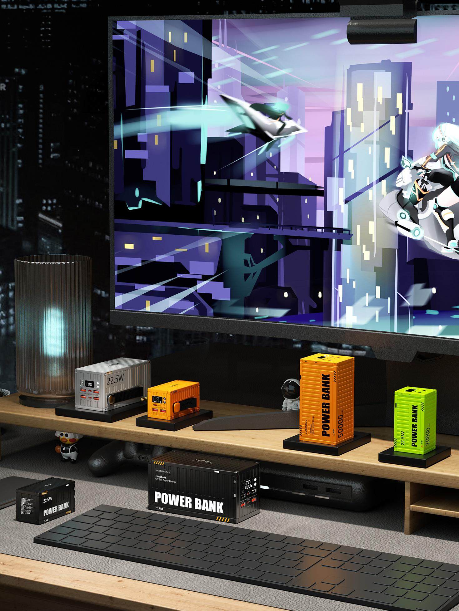 Wopow Power Bank Genuine Flagship Store Gaming Room Desktop Decoration Gift Mobile Power Fast Charging Ultra-Large Capacity Outdoor Fishing Personalized Creative Gift 50000Mah Container