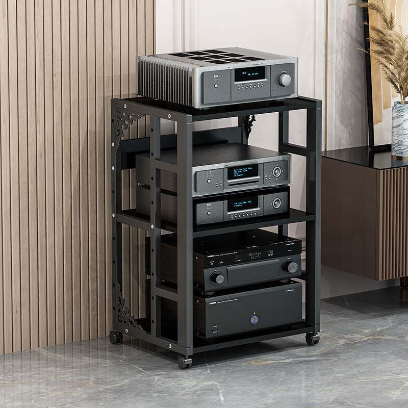 Amplifier rack multi-layer household adjustable spacing mobile bile machine bracket HIFI cabinet speaker audio foot shelf