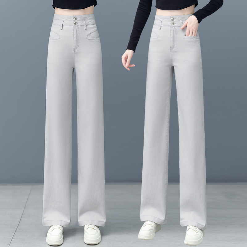 Narrow Wide-Leg Jeans for Women 2026 Spring New High-Waisted Slimming Versatile Loose Soft Denim Straight-Leg Pants