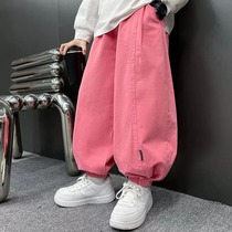 Childrens loose casual trousers 2024 new style Korean style bloomers medium and large childrens spring and autumn childrens trousers for boys and girls