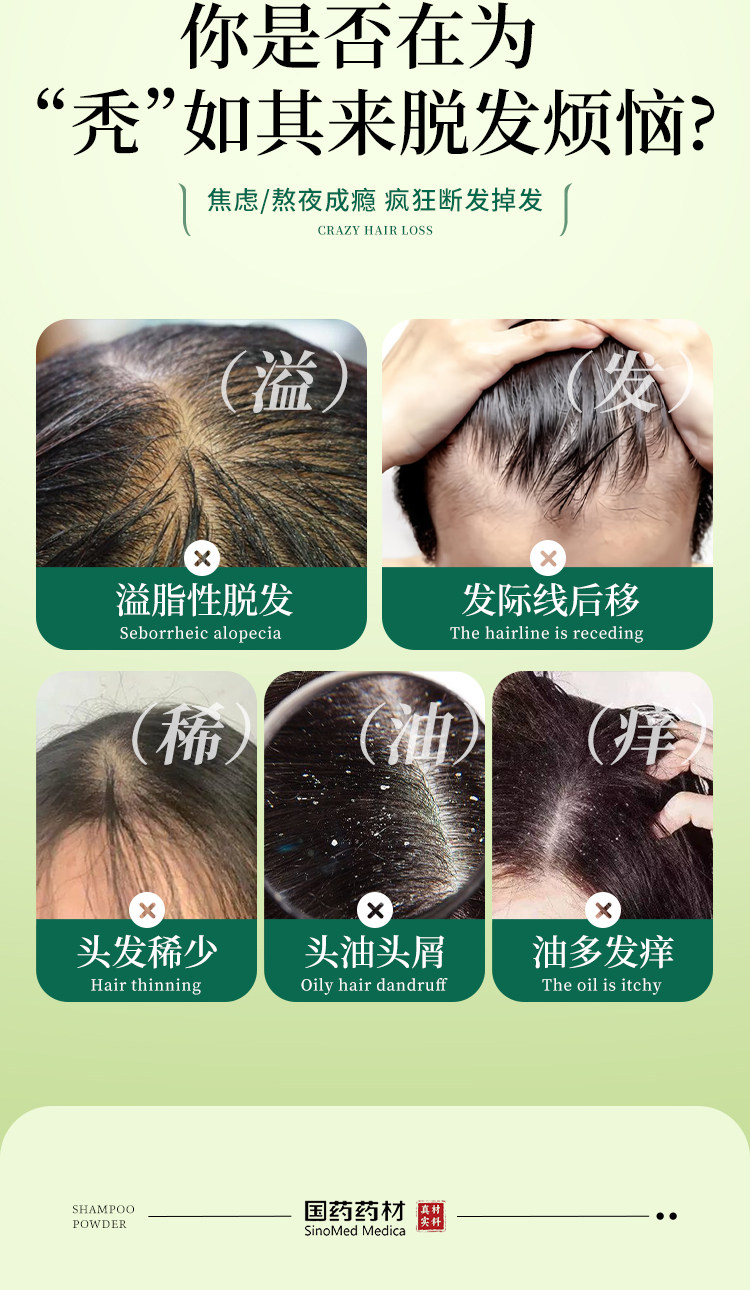 【中国直邮】 国药药材 侧柏叶洗头粉 何首乌生姜中药材洗头包洗发粉可搭配洗发水