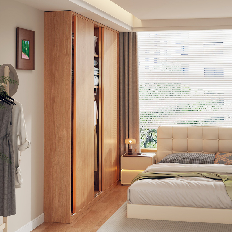 Log-Style Ultra-Thin Wardrobe with 40cm Depth, Sliding Doors, Space-Saving for Small Apartments, Bedroom Oak Solid Wood Wardrobe Storage Cabinet Log-Style Ultra-Thin Wardrobe with 40cm Depth, Sliding Doors, Space-Saving for Small Apartments, Bedroom Oak Solid Wood Wardrobe Storage Cabinet