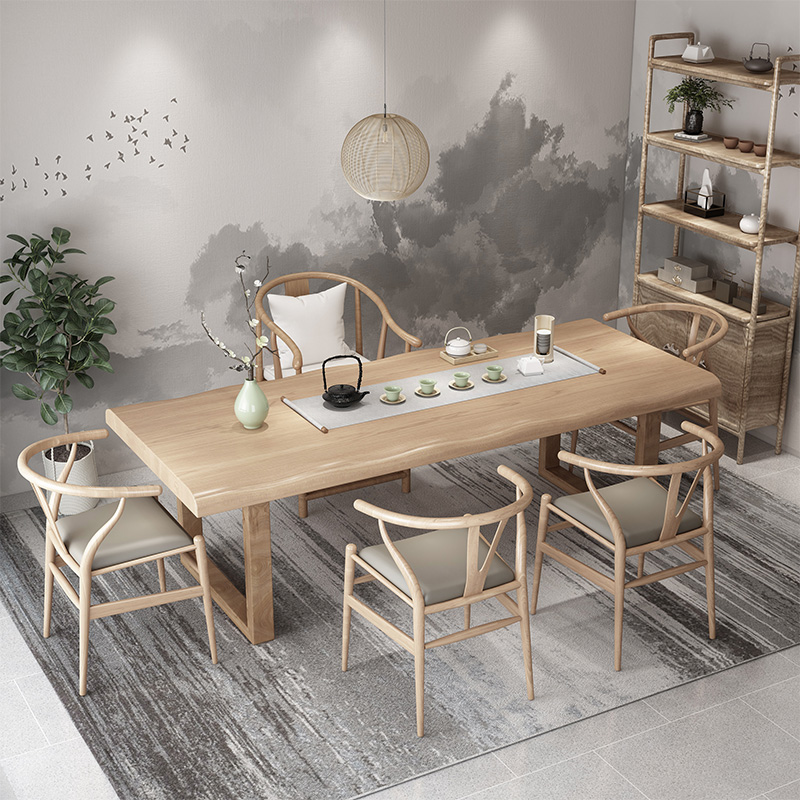 Nordic solid wood tea table and chair combination simple office tea table kung fu tea table reception tea table home drinking tea table