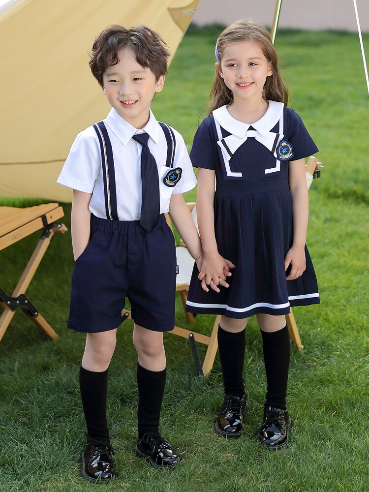 Navy style kindergarten school uniform primary school uniform suit summer British style class service children's school photo costumes