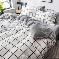 Bed sheet covered with single bed hat-in-five covered with cover autumn and winter style four pieces of covered net red hair blanket bed linen bed dress fashion