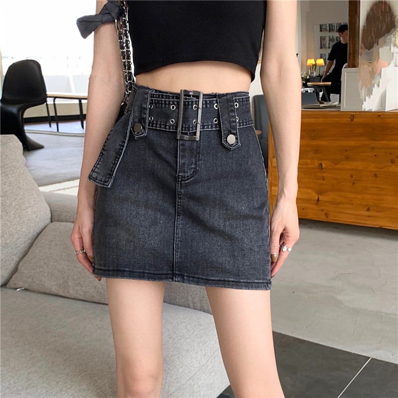 Denim skirt, summer trousers, sexy bag, mini-skirt, fitted, high waist, hip-accented