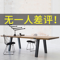 Nordic Conference Table Solid Wood Desk Brief Modern Designer Strips Table And Chairs Personality Creative Talks Bench