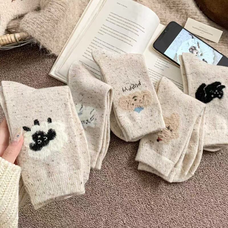 Women's Spring Socks, Non-Pilling, Korean Style, Cute Cartoon Animal Design, Versatile, for Girls, College Style Women's Spring Socks, Non-Pilling, Korean Style, Cute Cartoon Animal Design, Versatile, for Girls, College Style